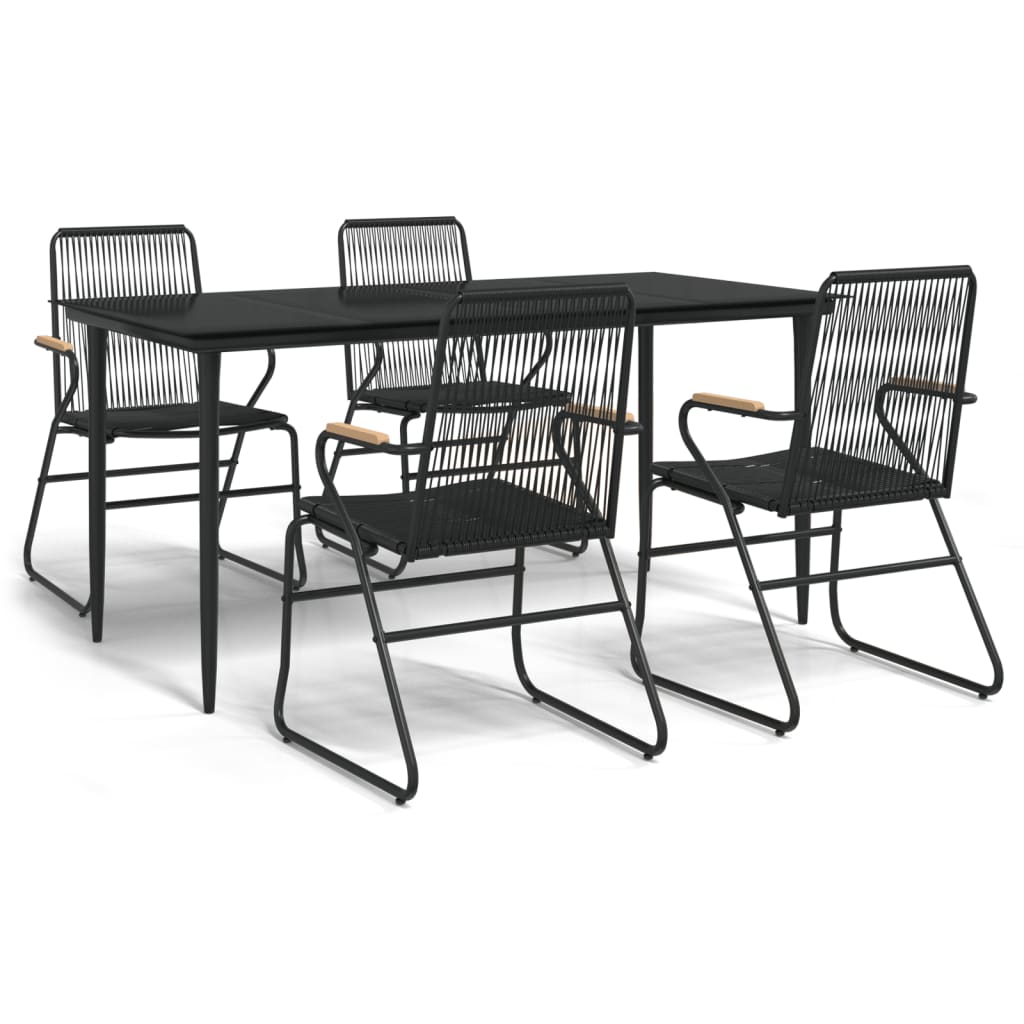 Set da Pranzo da Giardino 5 pz Nero in Rattan PVC 3156576