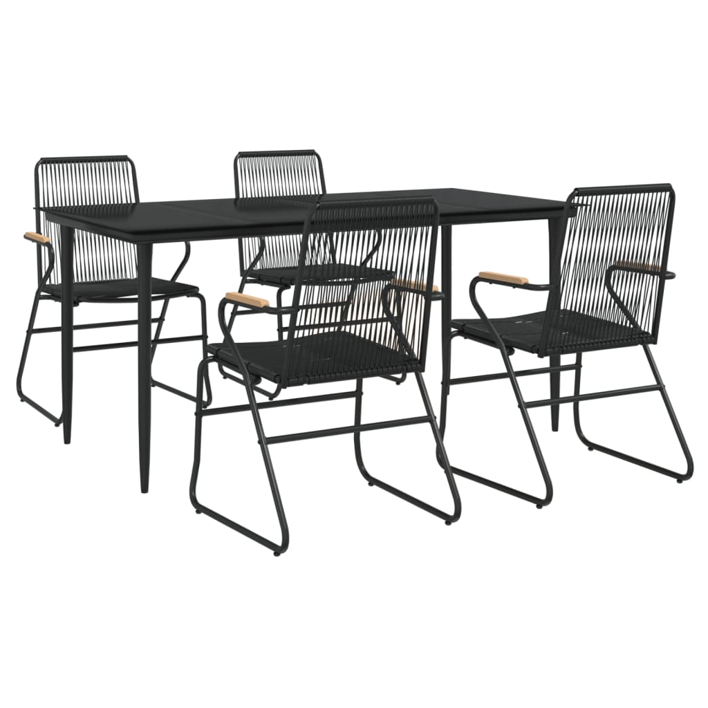 Set da Pranzo da Giardino 5 pz Nero in Rattan PVC 3156576