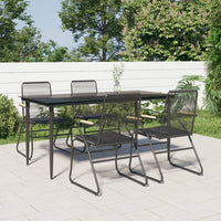 Set da Pranzo da Giardino 5 pz Nero in Rattan PVC 3156576