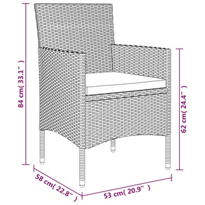 Set da Pranzo da Giardino 5 pz con Cuscini Beige e Nero 3156608