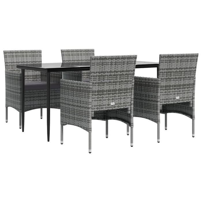 Set da Pranzo da Giardino 5 pz con Cuscini Grigio e Nero 3156620