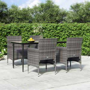 Set da Pranzo da Giardino 5 pz con Cuscini Grigio e Nero 3156620