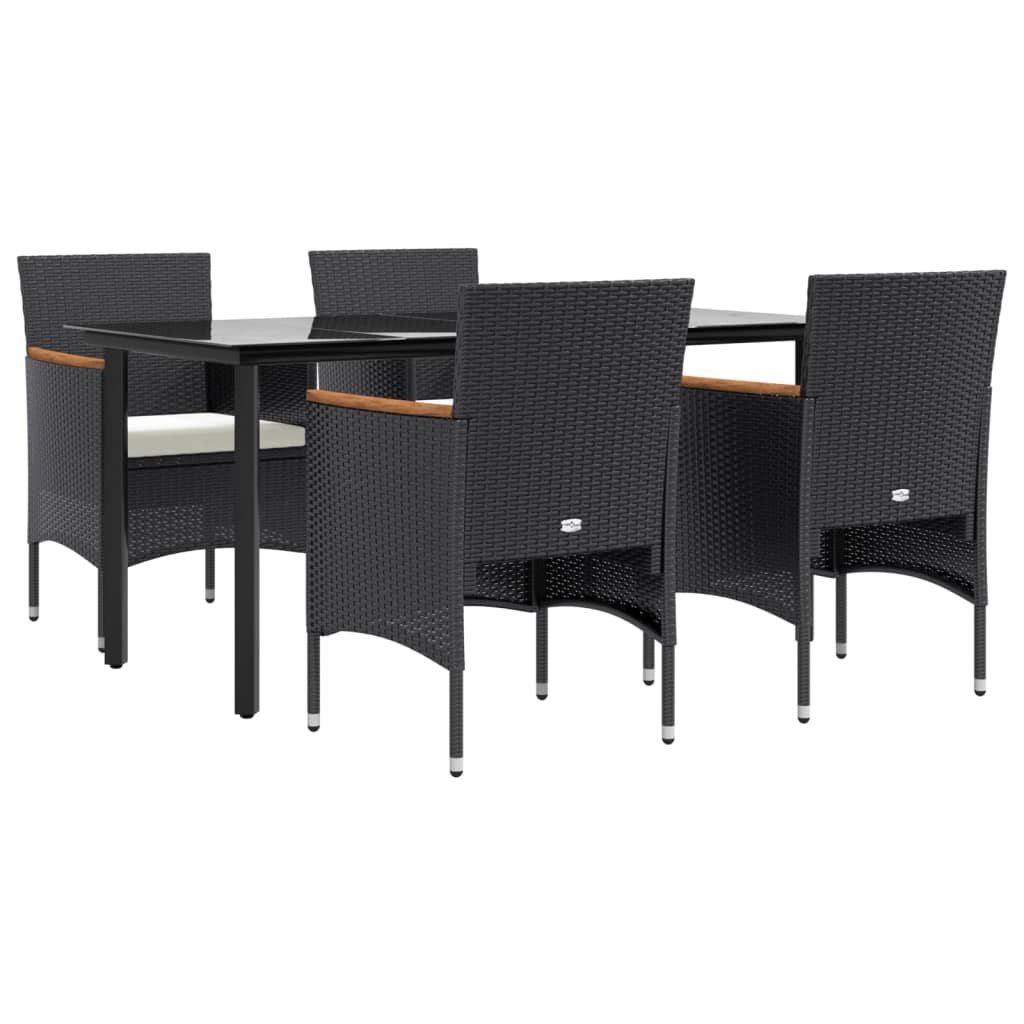 Set da Pranzo da Giardino 5 pz con Cuscini Nero cod mxl 42808