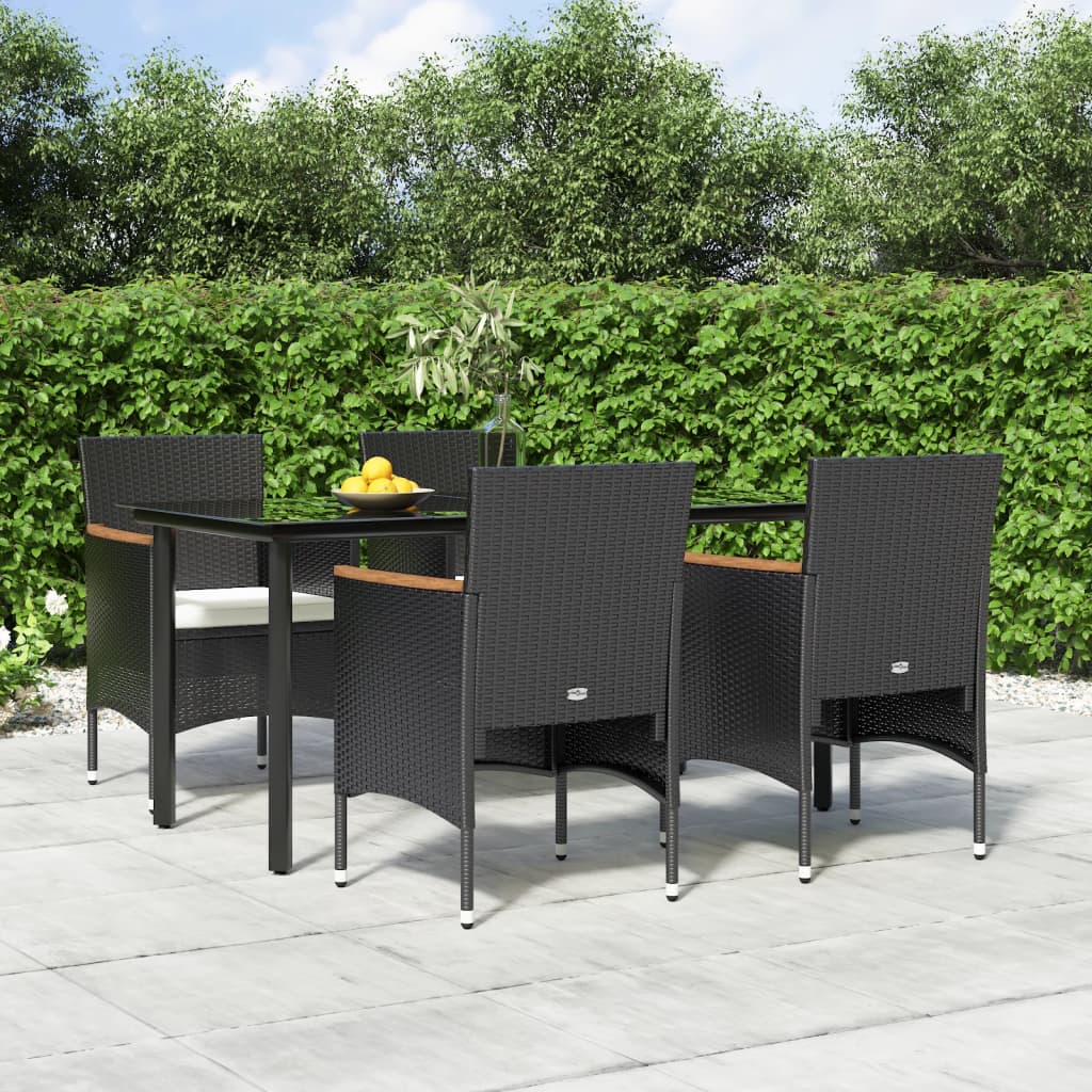 Set da Pranzo da Giardino 5 pz con Cuscini Nero cod mxl 42808