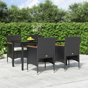 Set da Pranzo da Giardino 5 pz con Cuscini Nero cod mxl 42808