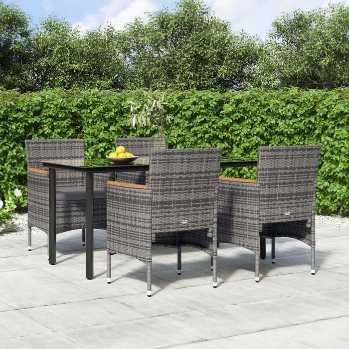 Set da Pranzo da Giardino 5 pz con Cuscini Grigio e Nero 3156636