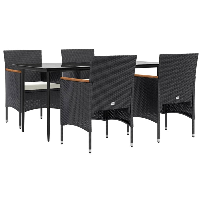 Set da Pranzo da Giardino 5 pz con Cuscini Nero 3156640