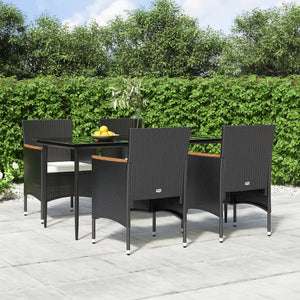 Set da Pranzo da Giardino 5 pz con Cuscini Nero 3156640