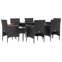 Set da Pranzo da Giardino 7 pz con Cuscini Nero 3156641