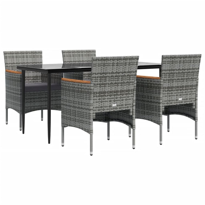 Set da Pranzo da Giardino 5 pz con Cuscini Grigio e Nero 3156644