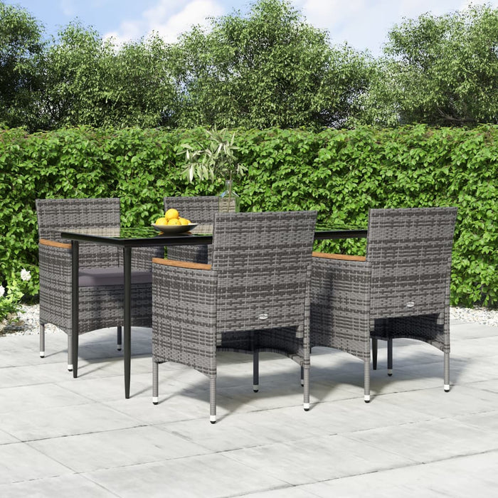 Set da Pranzo da Giardino 5 pz con Cuscini Grigio e Nero 3156644