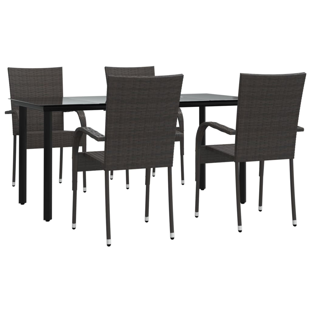 Set da Pranzo da Giardino 5 pz Marrone in Polyrattan cod mxl 50422