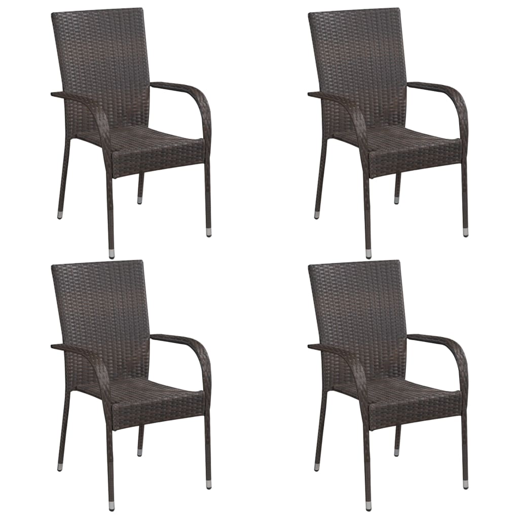 Set da Pranzo da Giardino 5 pz Marrone in Polyrattan cod mxl 50422