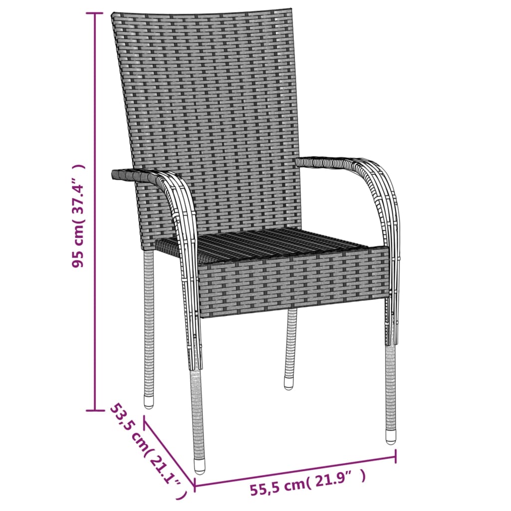 Set da Pranzo da Giardino 5 pz Marrone in Polyrattan cod mxl 50422