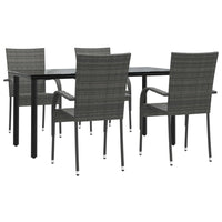 Set da Pranzo da Giardino 5 pz Grigio in Polyrattan cod mxl 50438