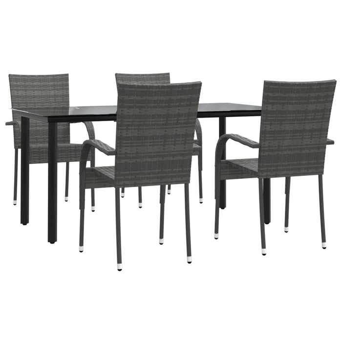 Set da Pranzo da Giardino 5 pz Grigio in Polyrattan 3156664