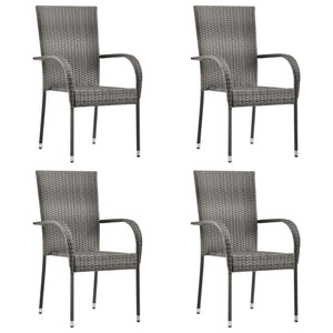 Set da Pranzo da Giardino 5 pz Grigio in Polyrattan cod mxl 50438