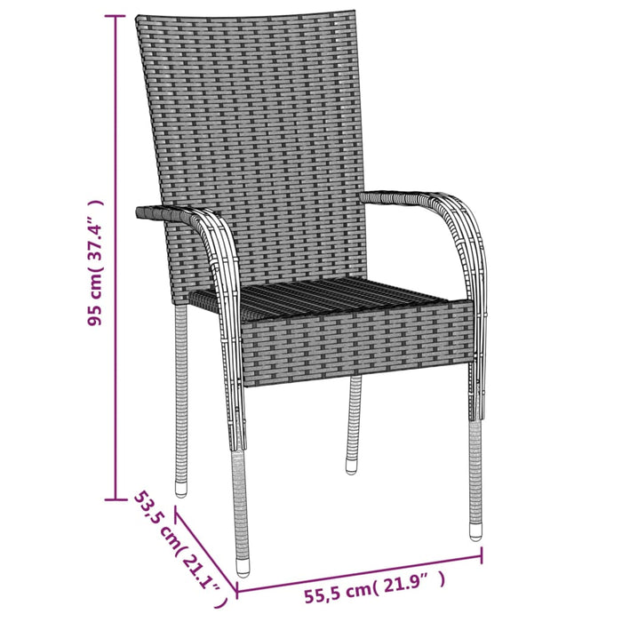 Set da Pranzo da Giardino 5 pz Grigio in Polyrattan cod mxl 50438