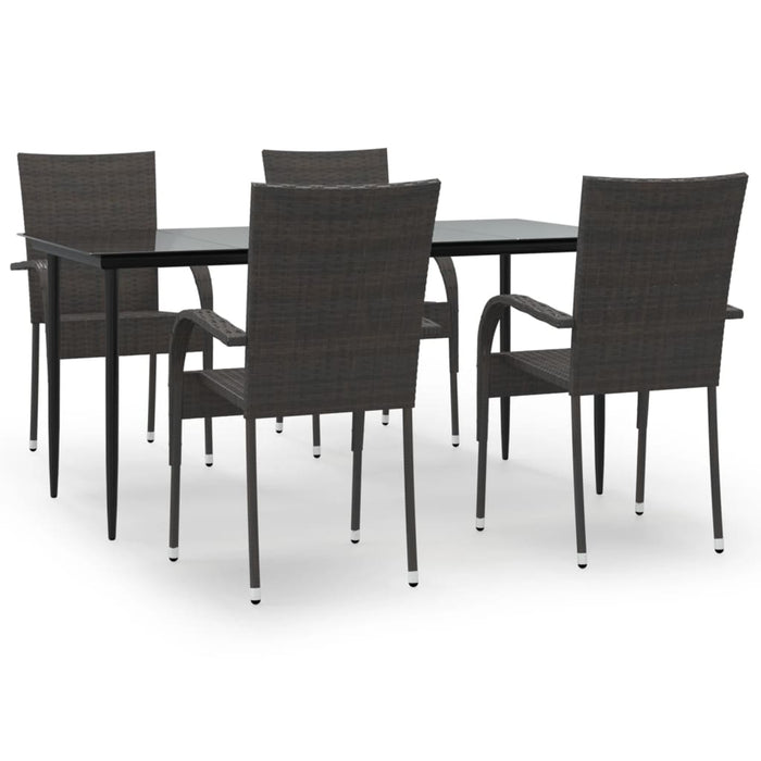 Set da Pranzo da Giardino 5 pz Marrone in Polyrattan 3156672