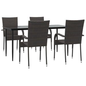 Set da Pranzo da Giardino 5 pz Marrone in Polyrattan 3156672