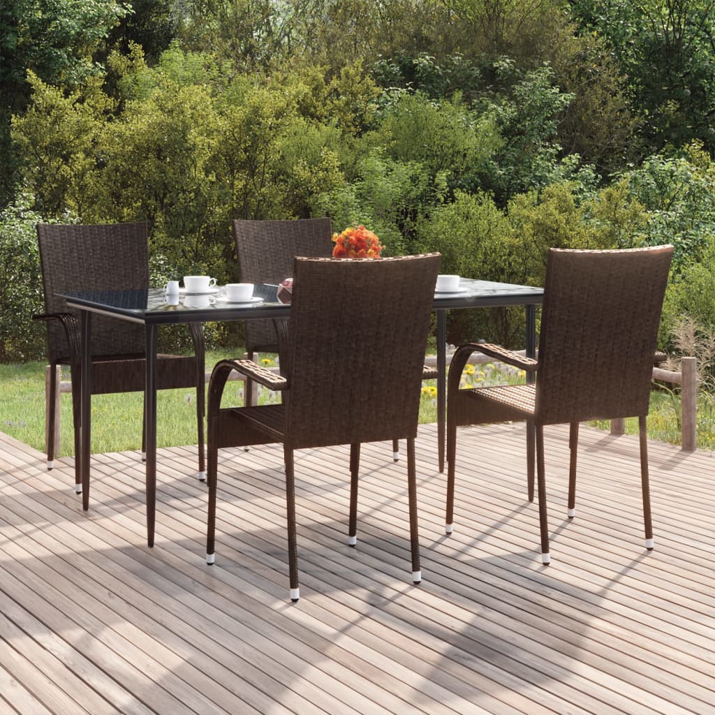 Set da Pranzo da Giardino 5 pz Marrone in Polyrattan 3156672