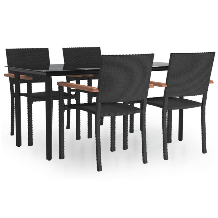 Set da Pranzo da Giardino 5 pz Nero in Polyrattan 3156680