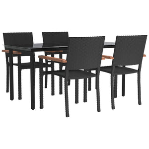 Set da Pranzo da Giardino 5 pz Nero in Polyrattan 3156680