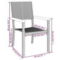 Set da Pranzo da Giardino 5 pz Nero in Polyrattan 3156680