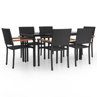 Set da Pranzo da Giardino 7 pz Nero in Polyrattan 3156681