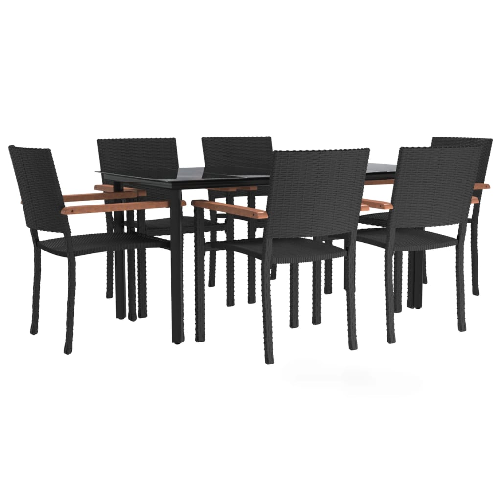 Set da Pranzo da Giardino 7 pz Nero in Polyrattan 3156681