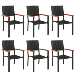 Set da Pranzo da Giardino 7 pz Nero in Polyrattan 3156681