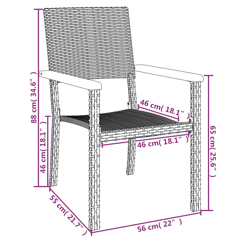 Set da Pranzo da Giardino 7 pz Nero in Polyrattan 3156681