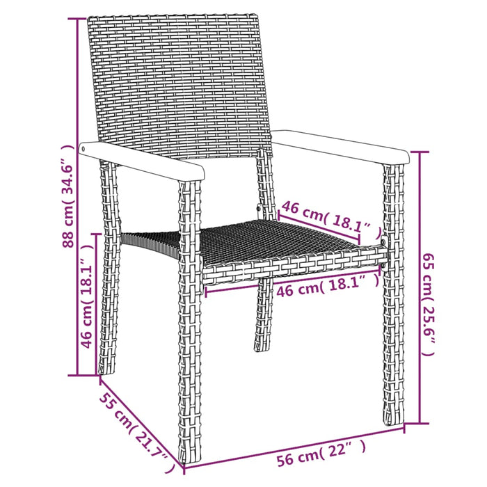 Set da Pranzo da Giardino 7 pz Nero in Polyrattan 3156681