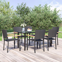 Set da Pranzo da Giardino 7 pz Nero in Polyrattan 3156681