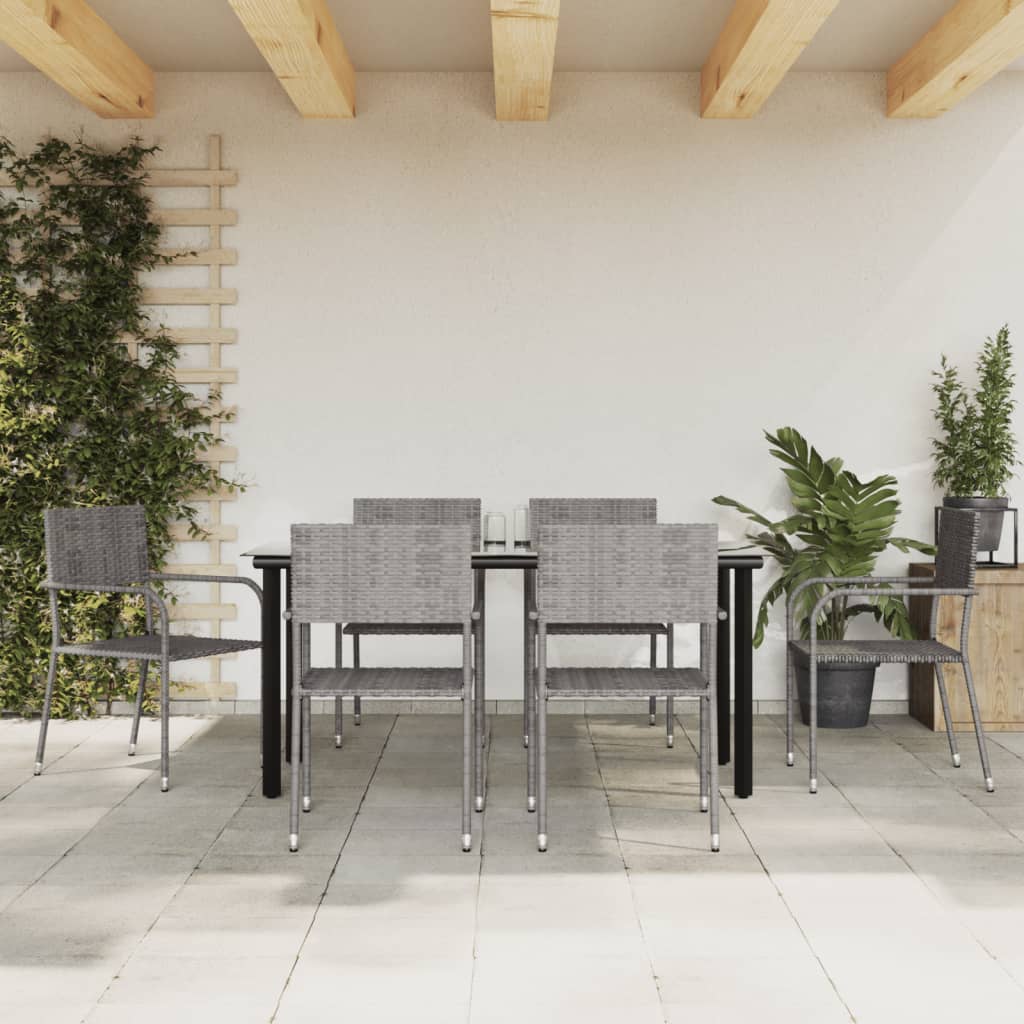 Set da Pranzo da Giardino 7 pz Grigio in Polyrattancod mxl 94512