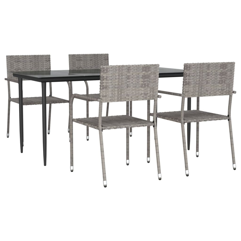 Set da Pranzo da Giardino 5 pz Grigio in Polyrattan 3156762