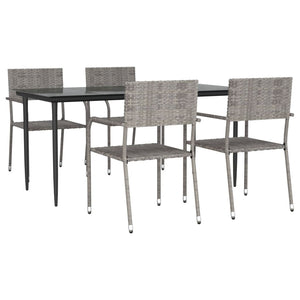 Set da Pranzo da Giardino 5 pz Grigio in Polyrattan 3156762