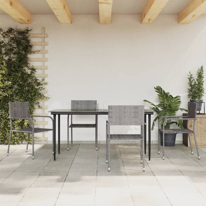 Set da Pranzo da Giardino 5 pz Grigio in Polyrattan 3156762