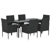 Set da Pranzo da Giardino 7 pz Nero con Cuscini in Polyrattan 3156767