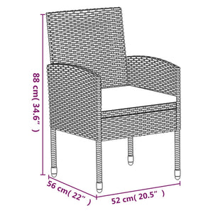 Set da Pranzo da Giardino 7 pz Nero con Cuscini in Polyrattan 3156767