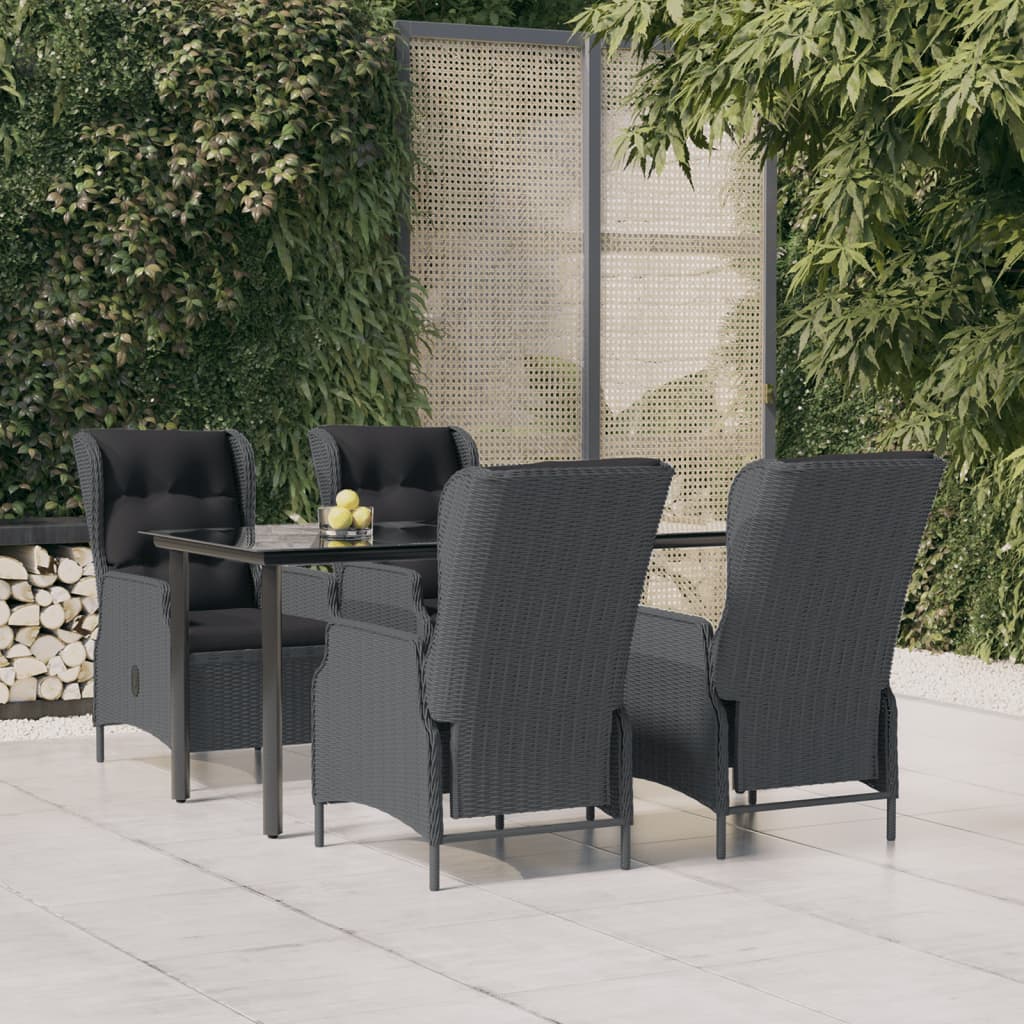 Set da Pranzo da Giardino 5 pz Grigio Scuro in Polyrattan cod mxl 41112