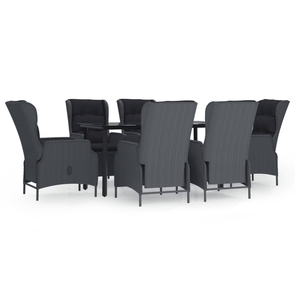 Set da Pranzo da Giardino 7 pz Grigio Scuro in Polyrattan 3156791