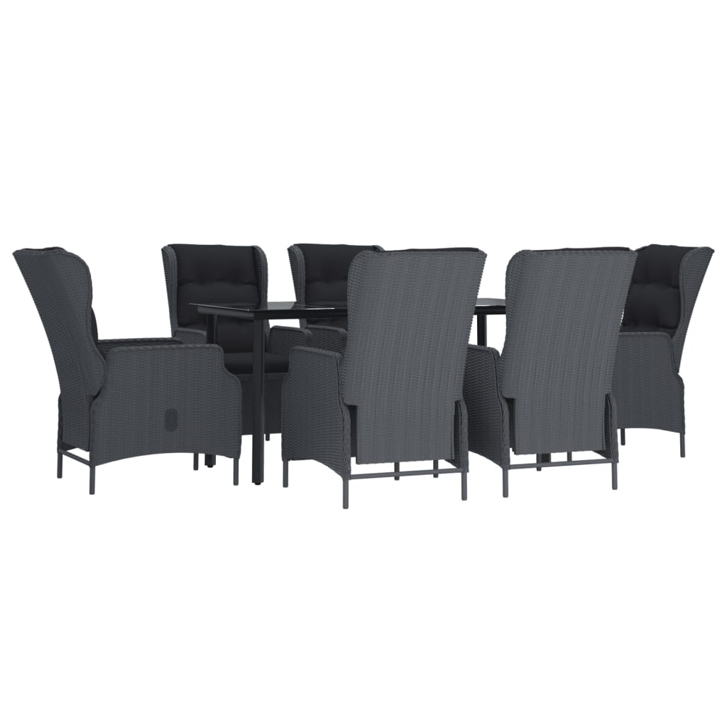 Set da Pranzo da Giardino 7 pz Grigio Scuro in Polyrattan 3156791