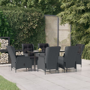 Set da Pranzo da Giardino 7 pz Grigio Scuro in Polyrattan 3156791