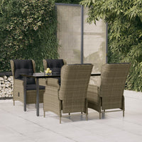 Set da Pranzo da Giardino 5 pz Marrone in Polyrattan cod mxl 43678