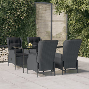 Set da Pranzo da Giardino 5 pz Grigio Scuro in Polyrattan 3156802