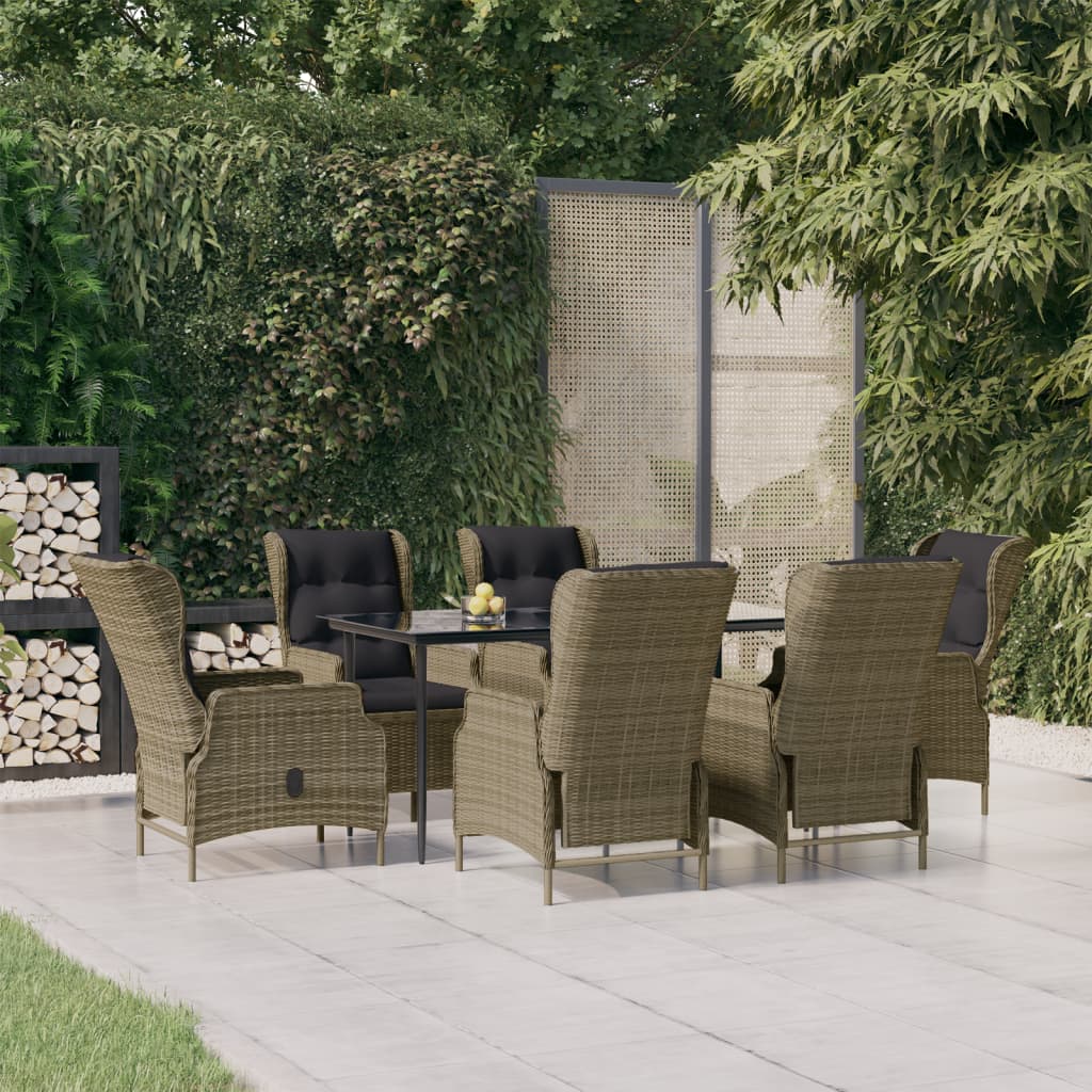 Set da Pranzo da Giardino 7 pz Marrone in Polyrattan 3156811