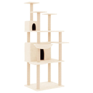 Albero per Gatti con Tiragraffi in Sisal Crema 166 cm 171723