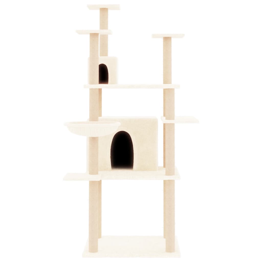 Albero per Gatti con Tiragraffi in Sisal Crema 166 cm 171723