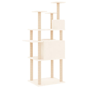 Albero per Gatti con Tiragraffi in Sisal Crema 166 cm 171723